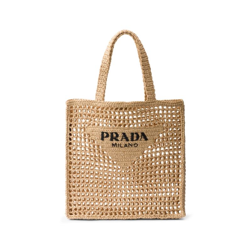 Prada Triangle-logo Raffia Tote Bag