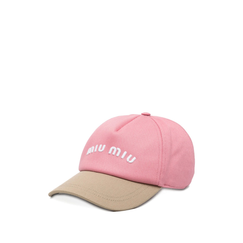 Miu Miu Drill Two-tone Logo Baseball Cap