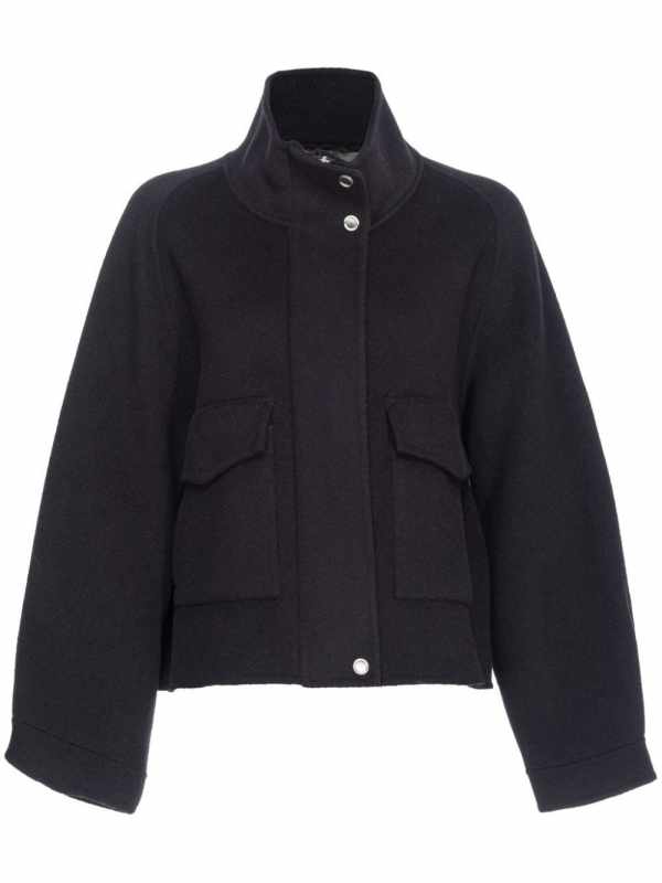 high-neck wool jacket