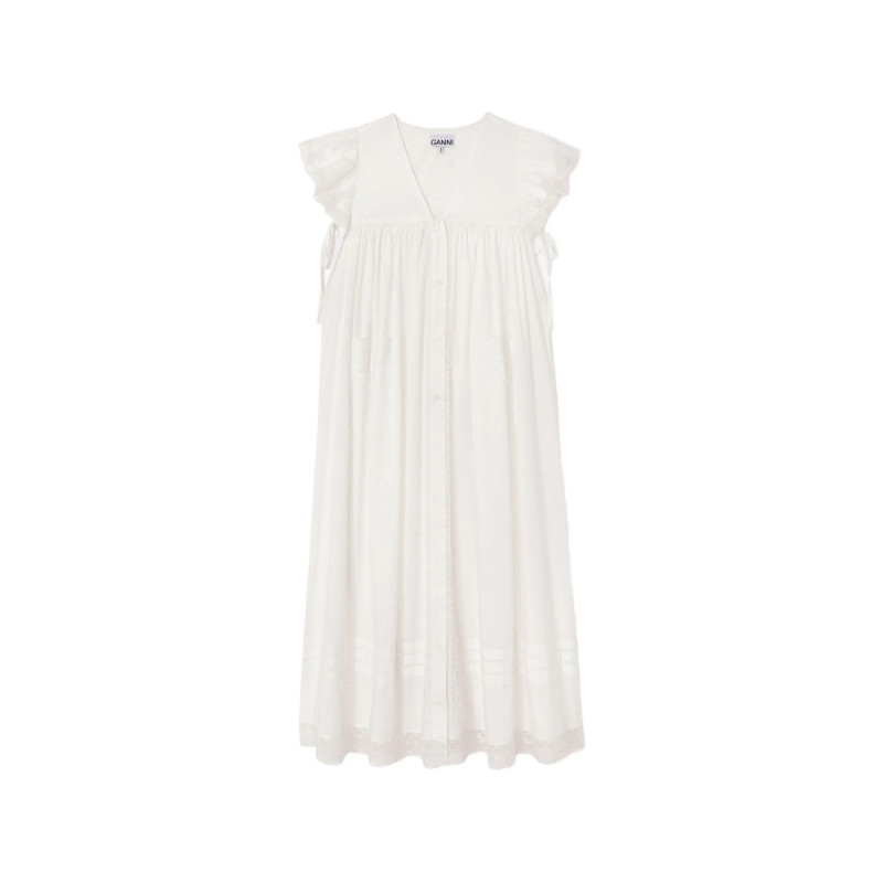 Ganni Lace-trim Ruffled Dress
