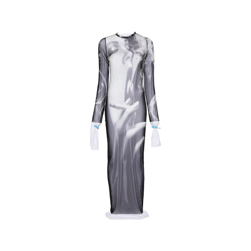 Jean Paul Gaultier Graphic-print Long-sleeve Maxi Dress