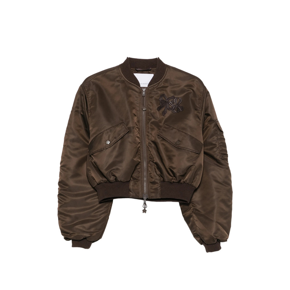 Cecilie Bahnsen Ruched-sleeve Cropped Bomber Jacket