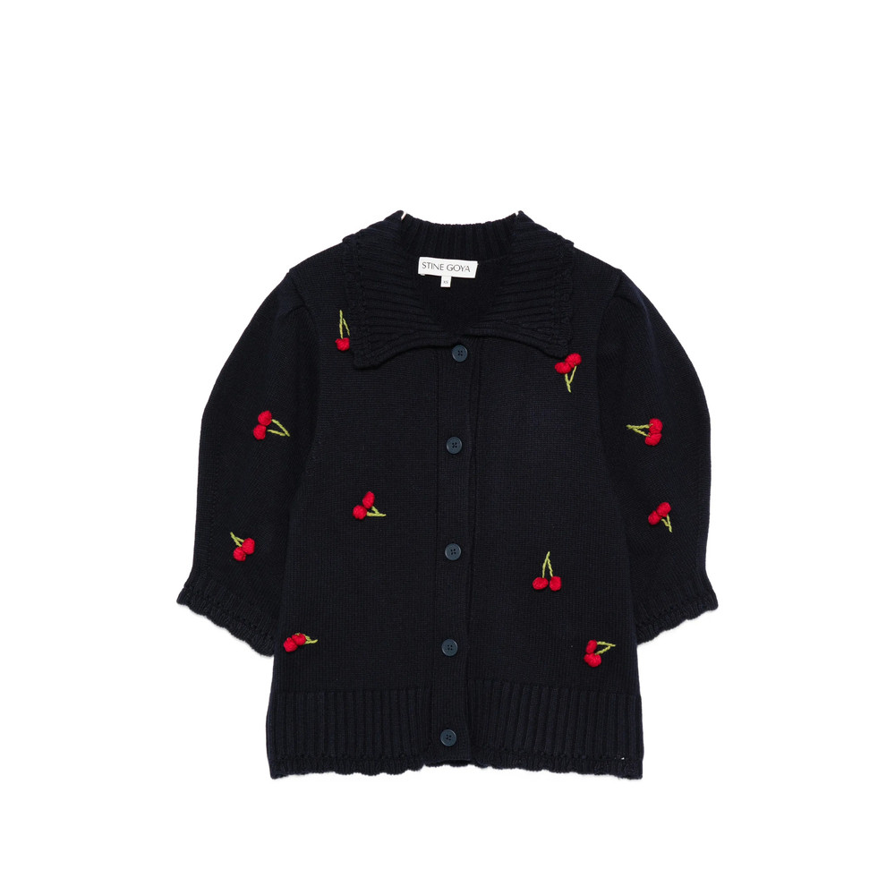 Stine Goya Embroidered-cherries Collared Cardigan