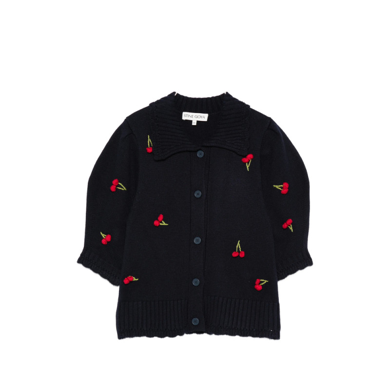 Stine Goya Embroidered-cherries Collared Cardigan