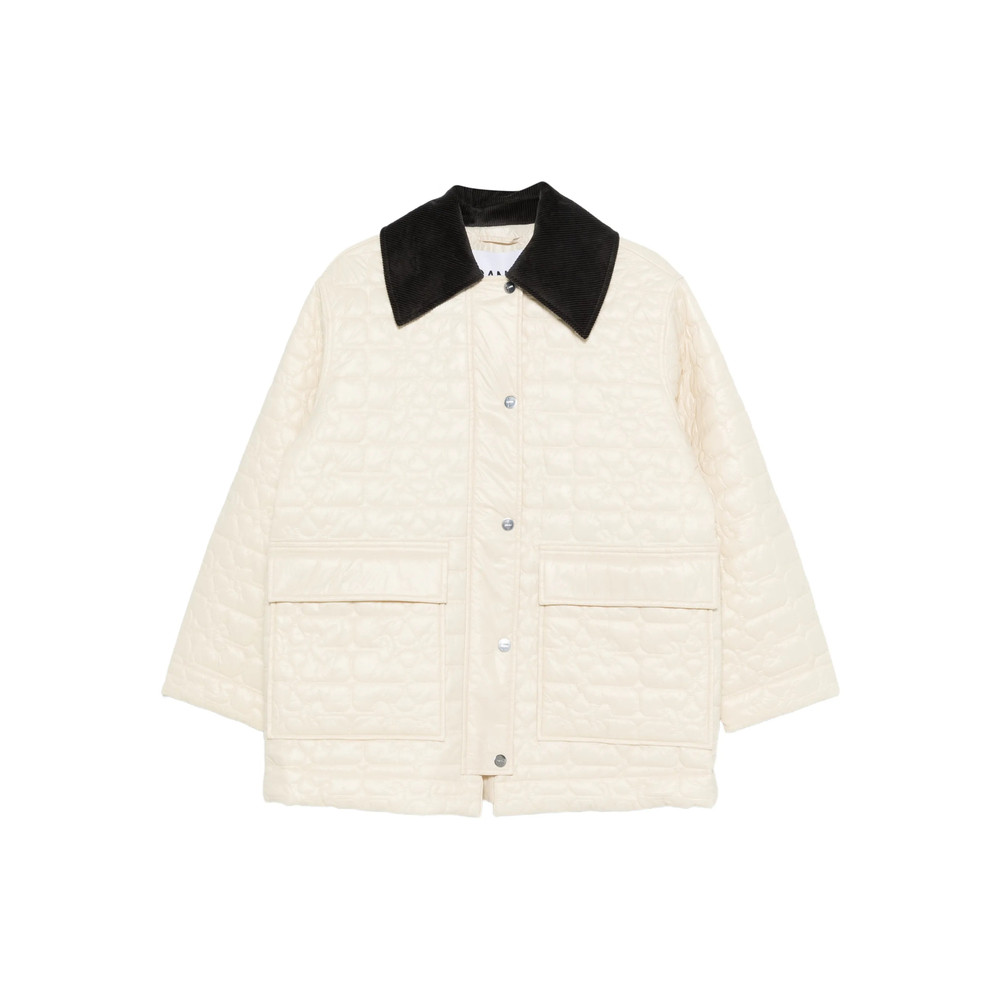 Ganni Corduroy-collar Quilted Jacket