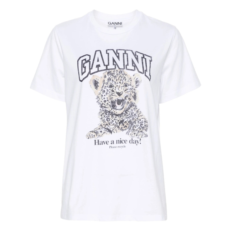 Ganni Leopard Jersey T-shirt