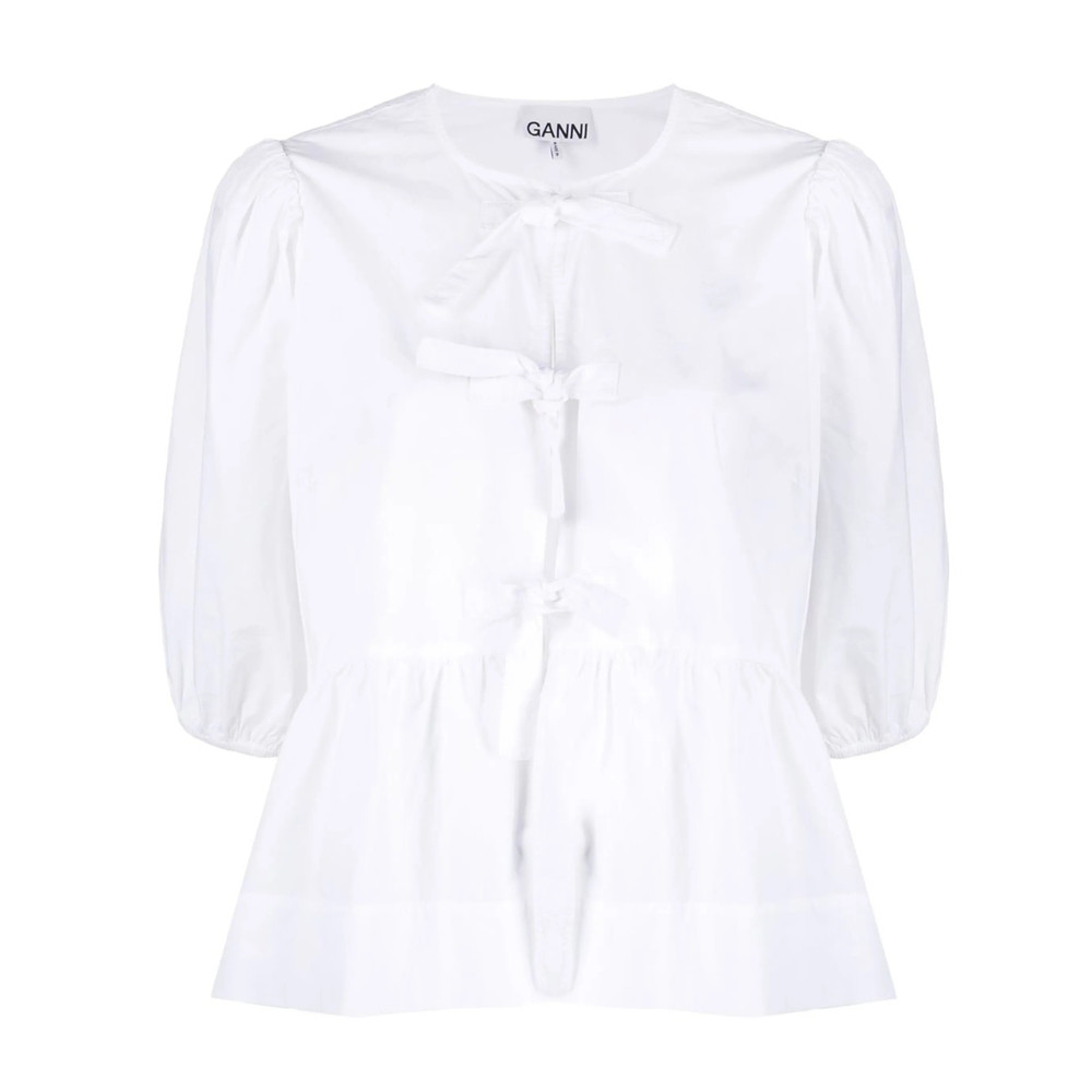 Ganni Organic-cotton Peplum Blouse