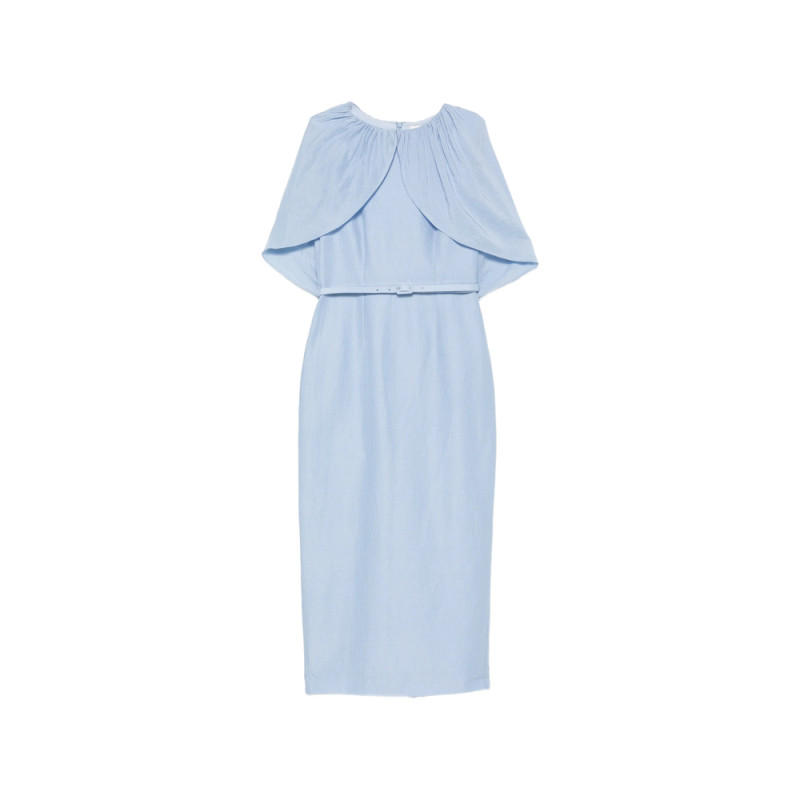 Roland Mouret Belted Cape-detail Midi Dress