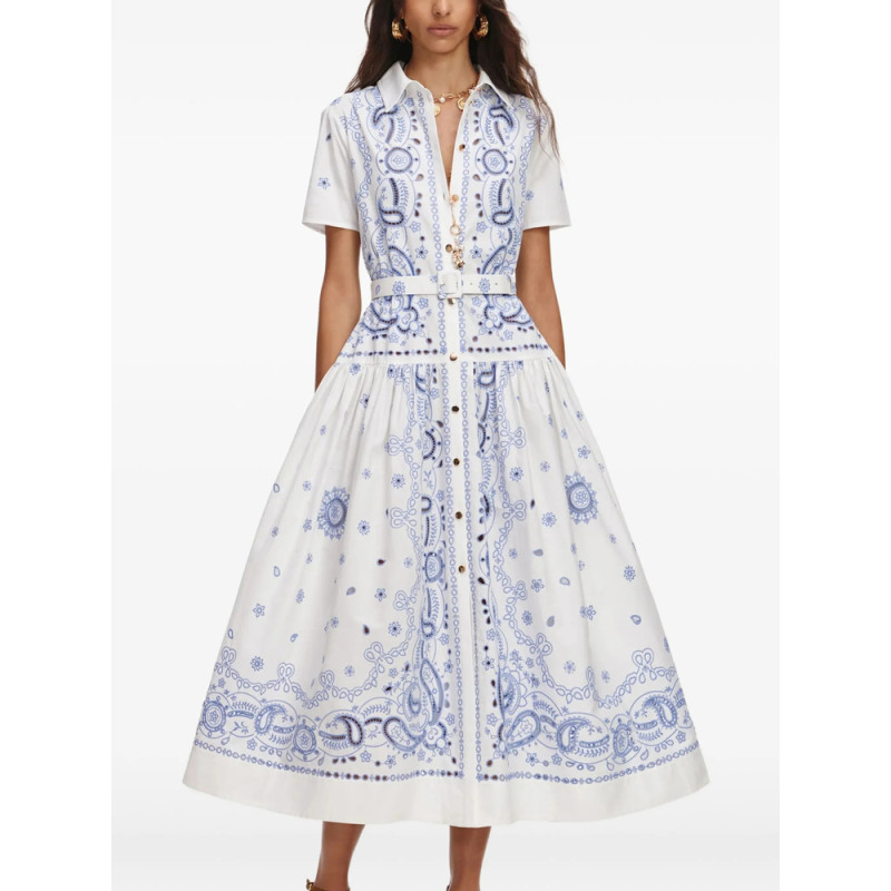 Self-portrait Paisley-print Belted Shirt Dress