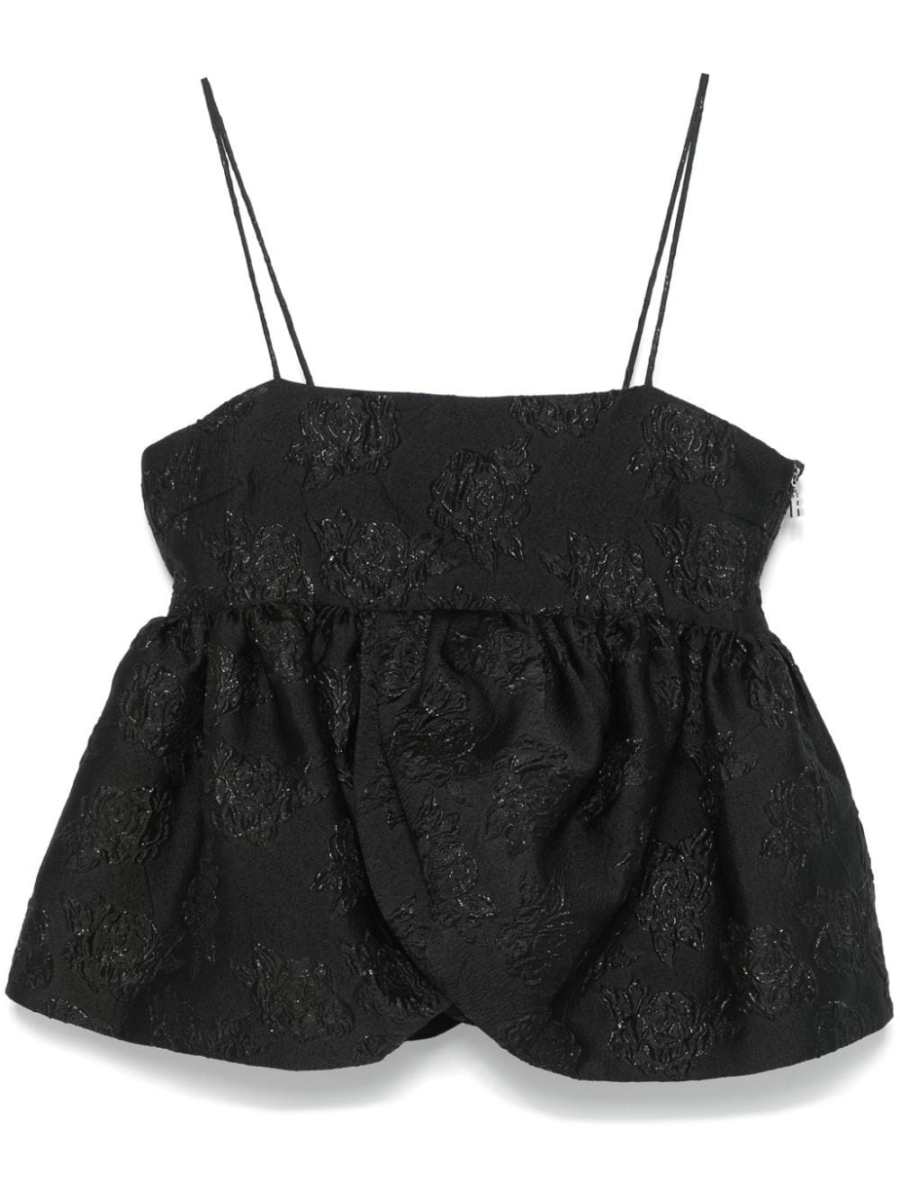 cloqué-effect draped-detailing top