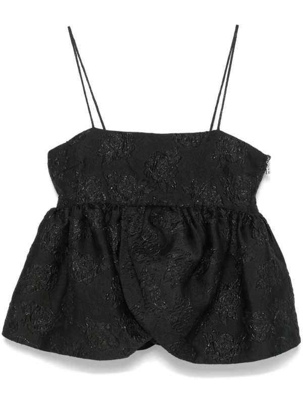 cloqué-effect draped-detailing top