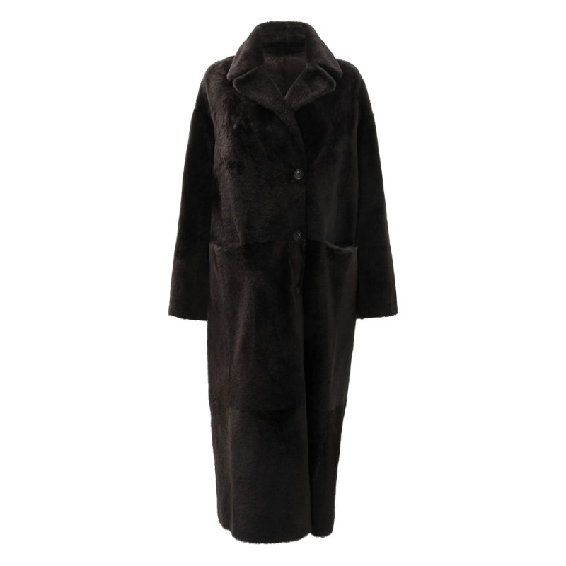 Furling Button Lambskin Coat