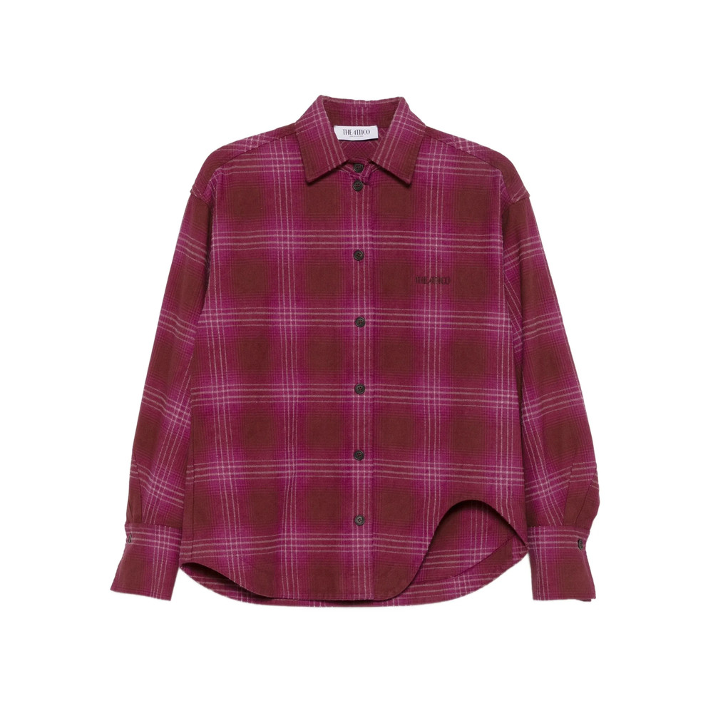 The Attico Checked Curved-hem Shirt