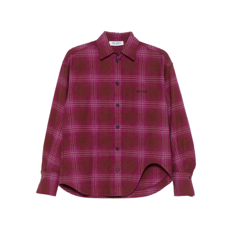 The Attico Checked Curved-hem Shirt