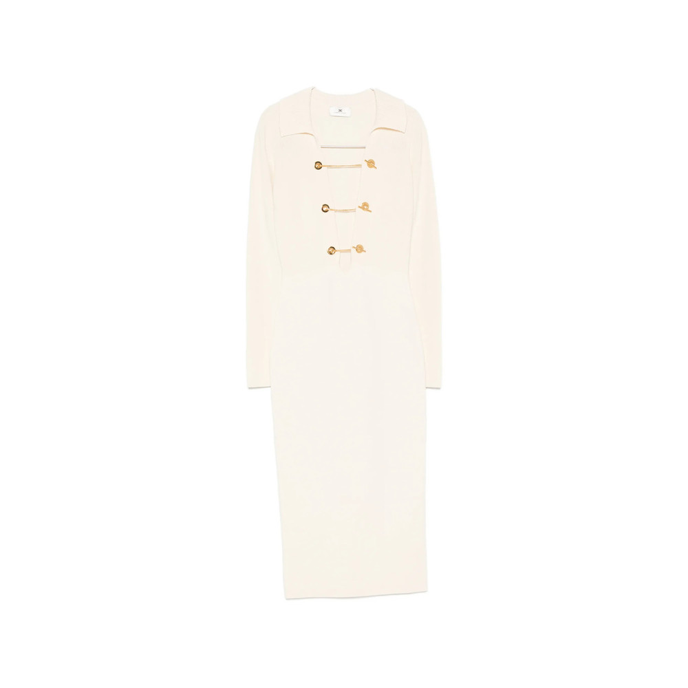 Elisabetta Franchi Gold-tone Chain-link Detail Midi Dress