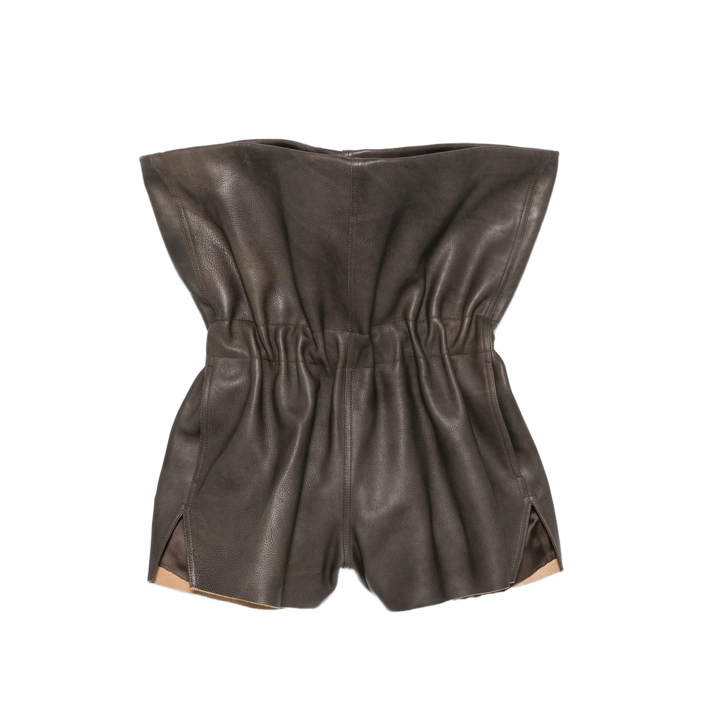 Rick Owens Crater Fold-over Leather Shorts