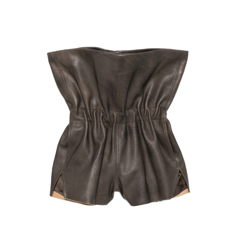 Rick Owens Crater Fold-over Leather Shorts