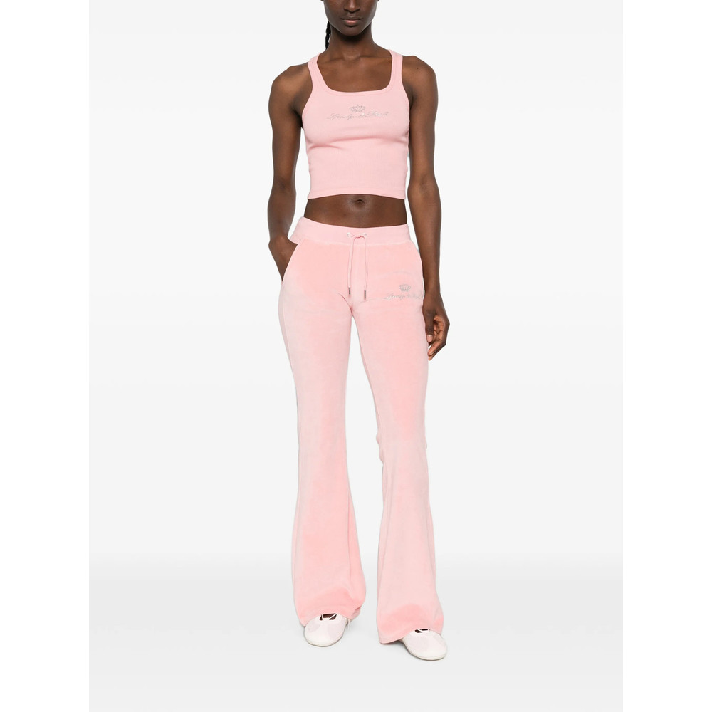 Sporty & Rich Juicy Rhinestone-embellished Cropped Tank Top