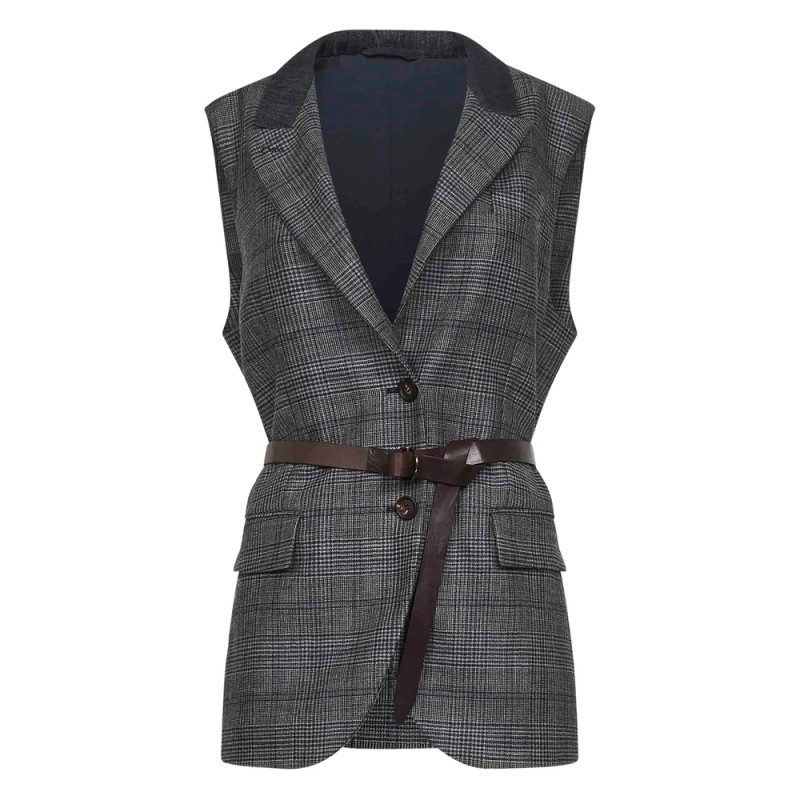 Brunello Cucinelli Check-pattern Belted Waistcoat