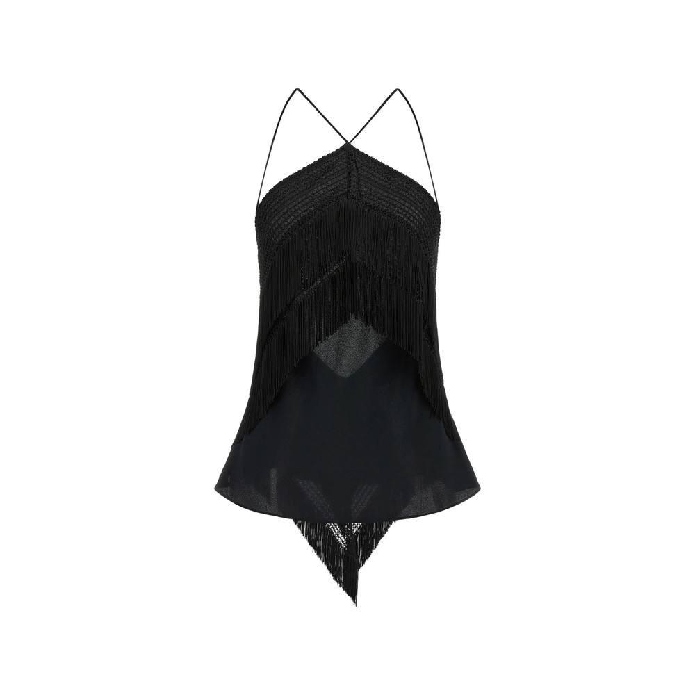 The Andamane Reina Fringe-trimmed Top