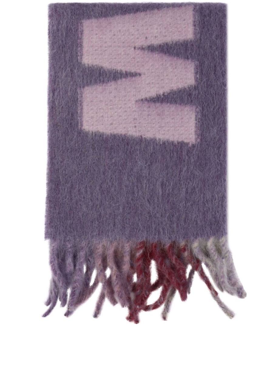 logo-jacquard fringed scarf