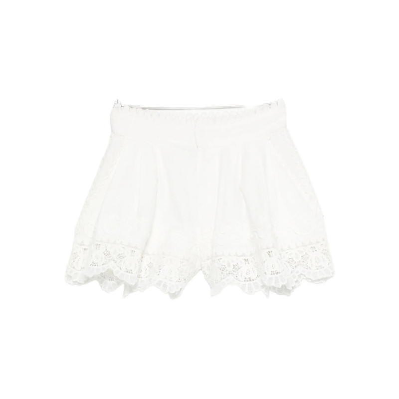 Sea Lace-trimmed Pleated Shorts
