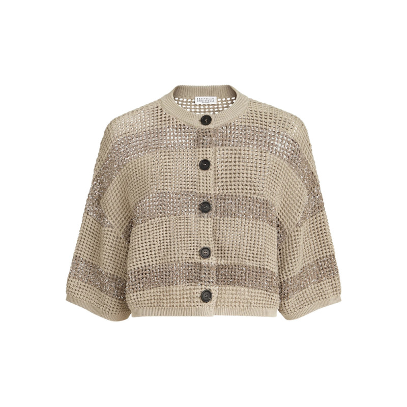 Brunello Cucinelli Striped Cropped Cardigan