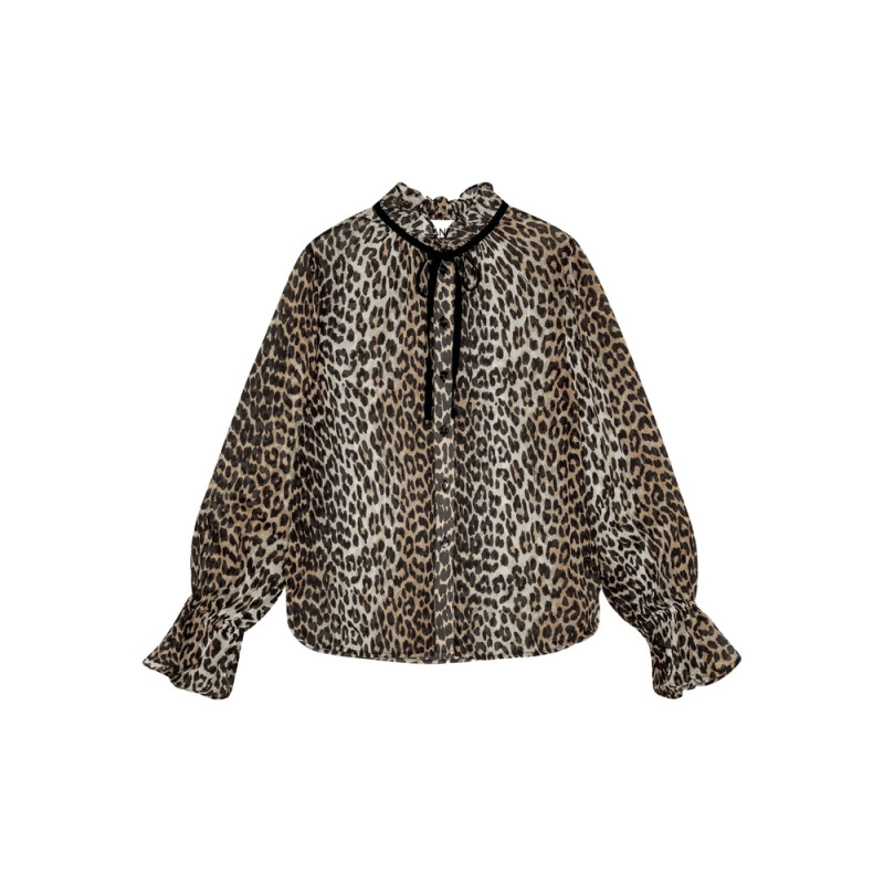 Ganni Leopard-print Blouse