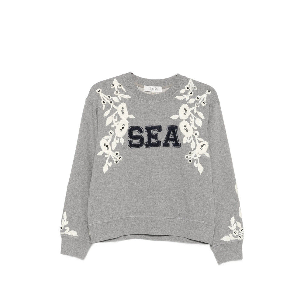 Sea Floral-embroidered Sweatshirt