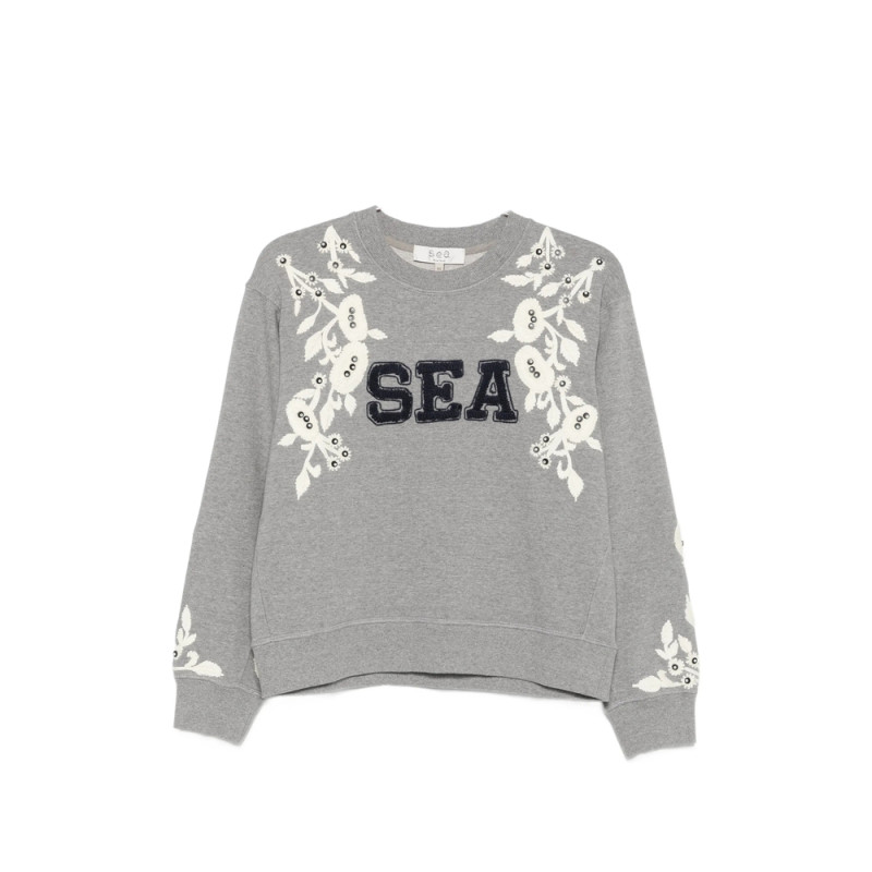 Sea Floral-embroidered Sweatshirt