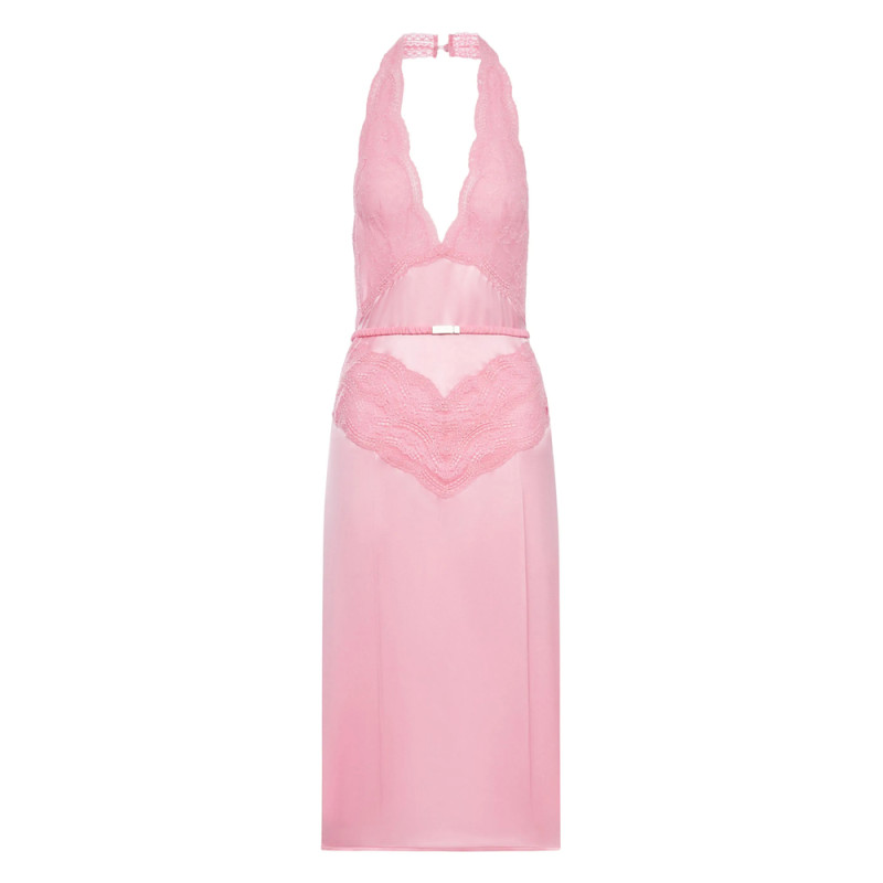 Gucci Lace-panel Satin Halterneck Dress