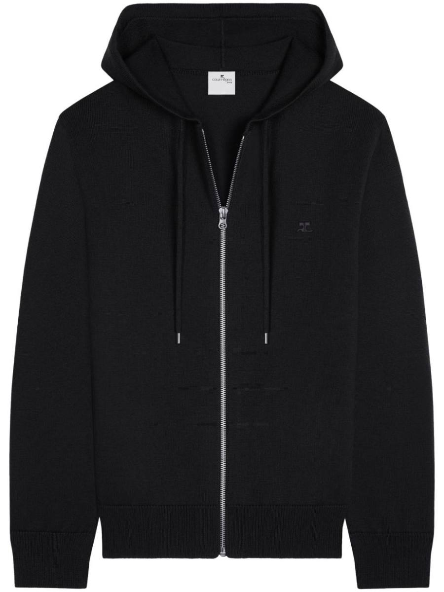 zipped wool hoodie