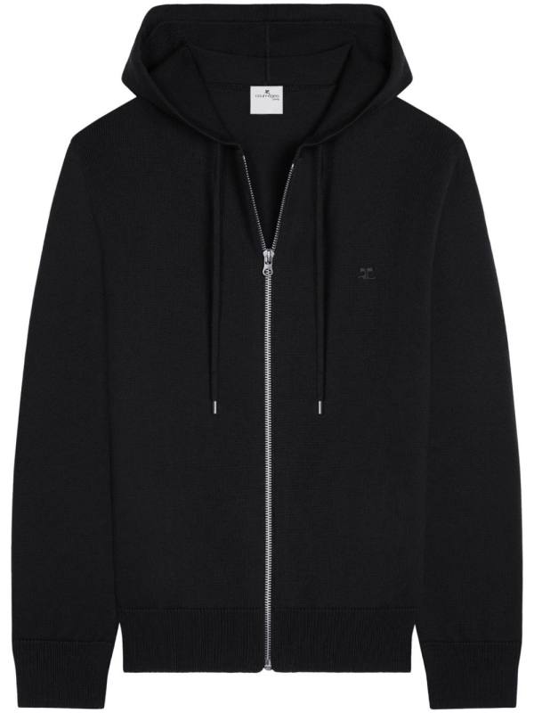 zipped wool hoodie