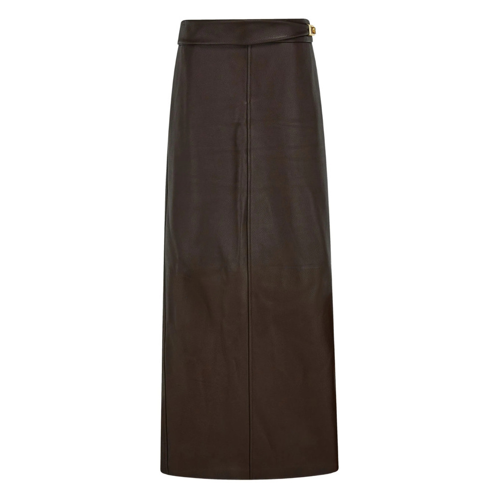 Ferragamo Leather Slit Maxi Skirt