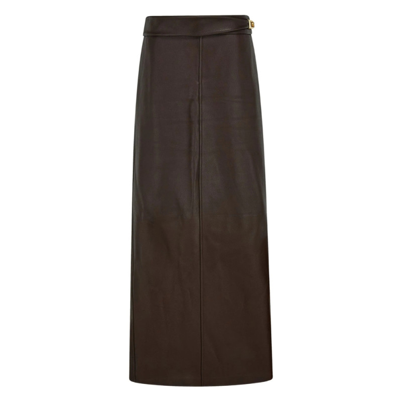 Ferragamo Leather Slit Maxi Skirt