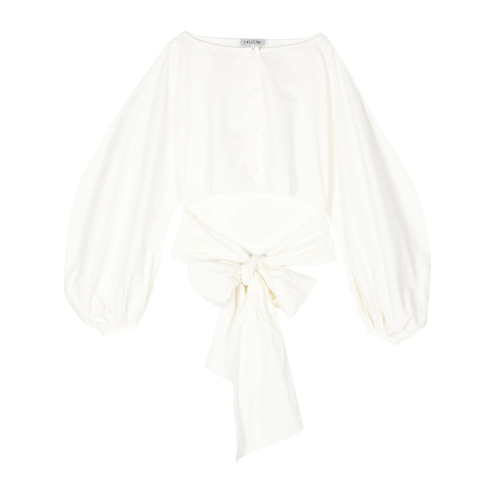 Del Core Boat-neck Tie-waist Poplin Top