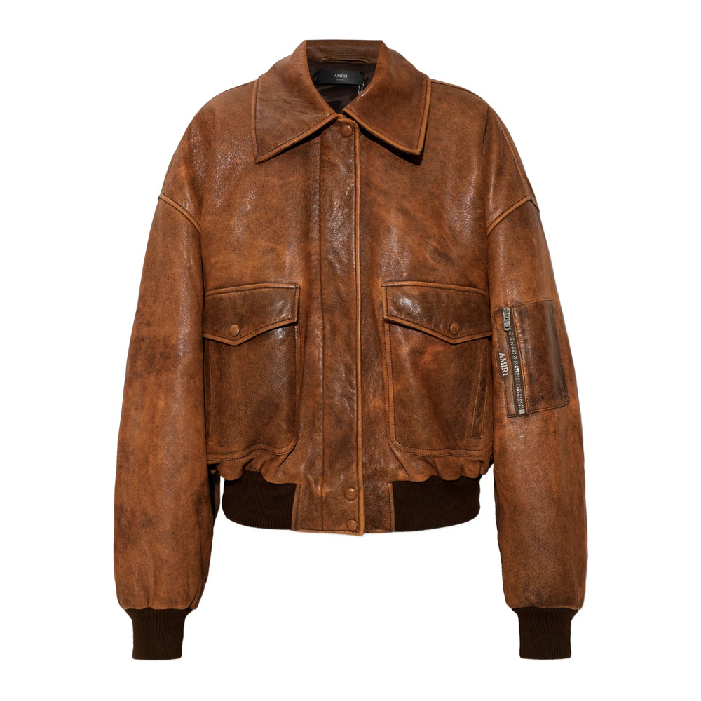 Amiri Pockets Zip-up Leather Jacket