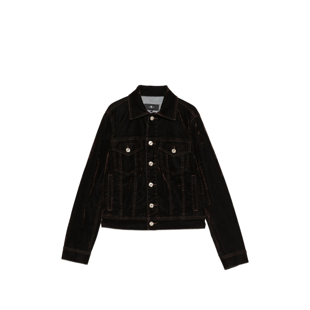 7 For All Mankind Velvet-effect Button-up Jacket