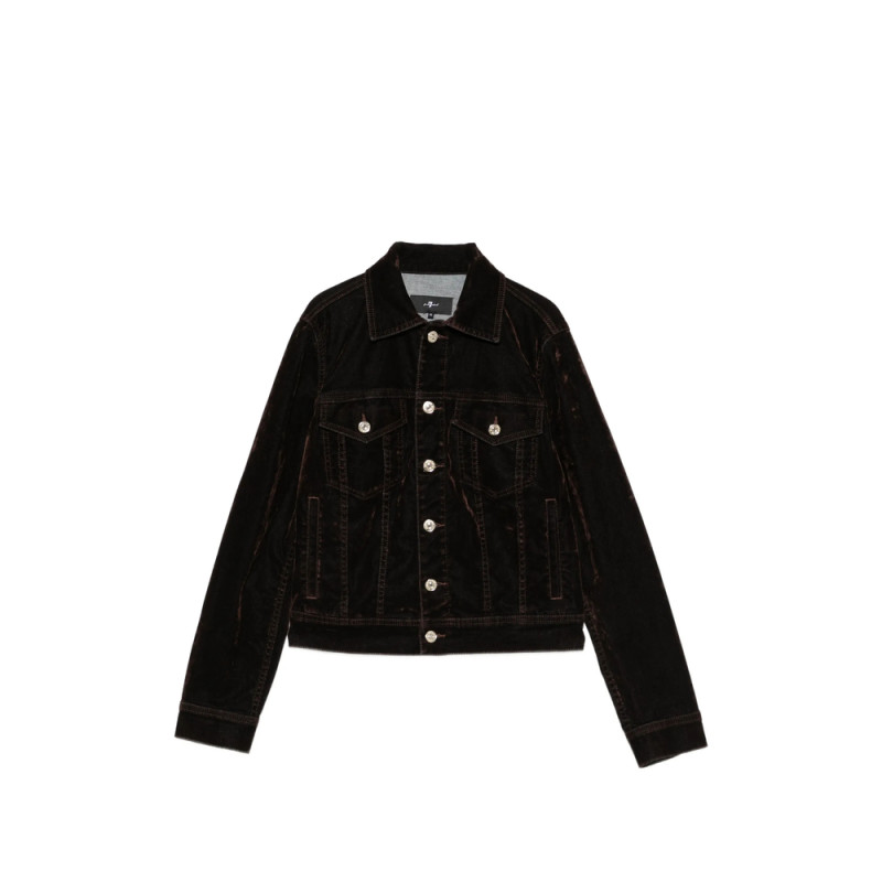 7 For All Mankind Velvet-effect Button-up Jacket