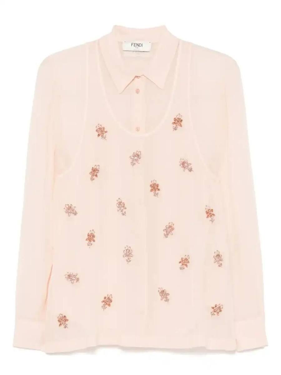 embroidered georgette shirt