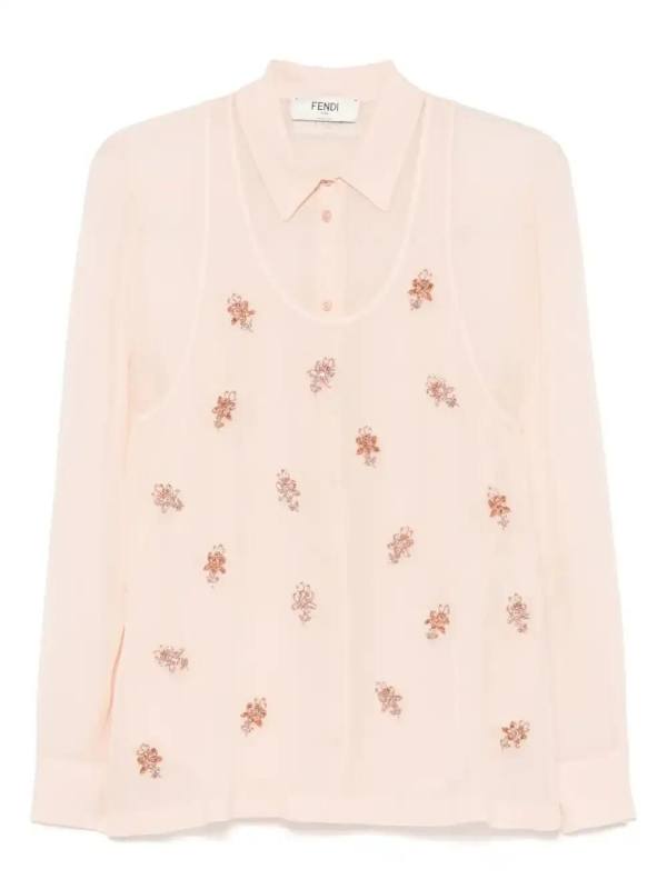 embroidered georgette shirt