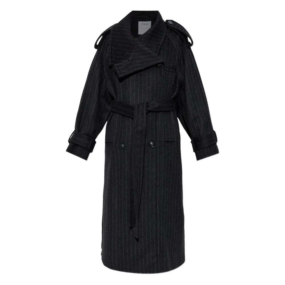 Sportmax Pinstripe-pattern Belted Coat