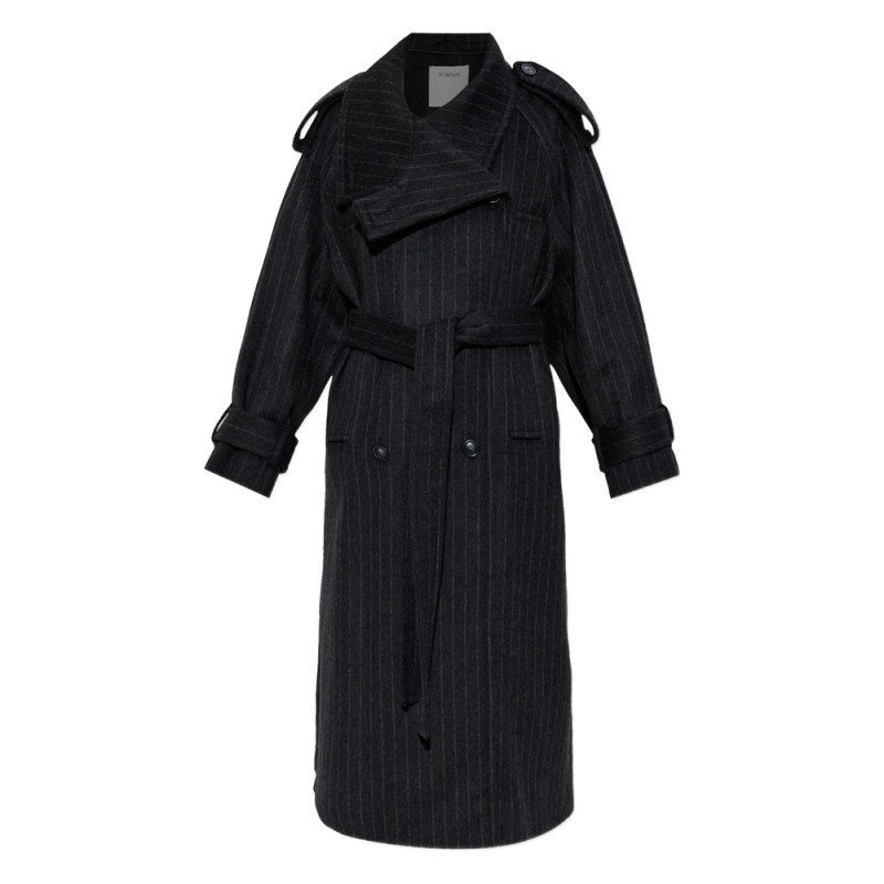 Sportmax Pinstripe-pattern Belted Coat