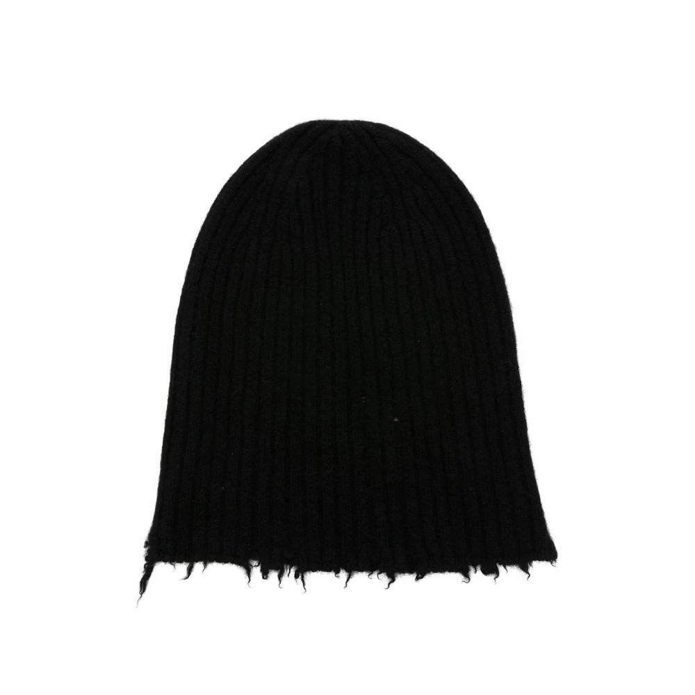 Uma Wang Ribbed Frayed Beanie Hat
