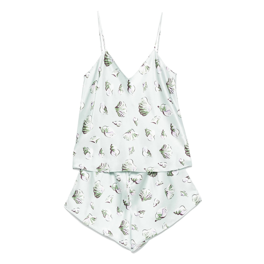 Olivia Von Halle Shell-print Silk Shorts