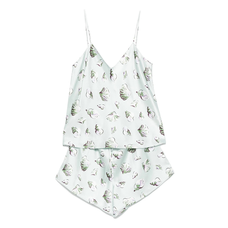 Olivia Von Halle Shell-print Silk Shorts