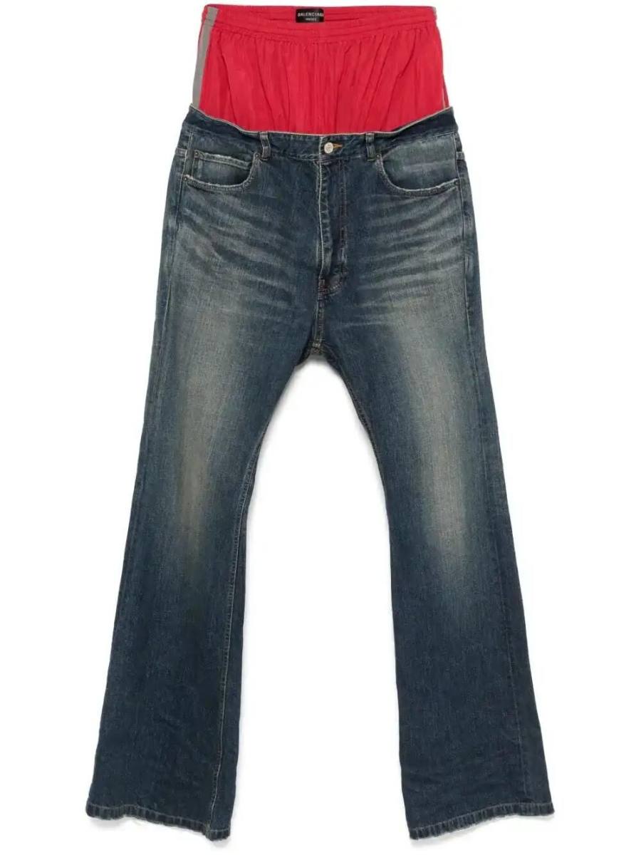 layered jeans