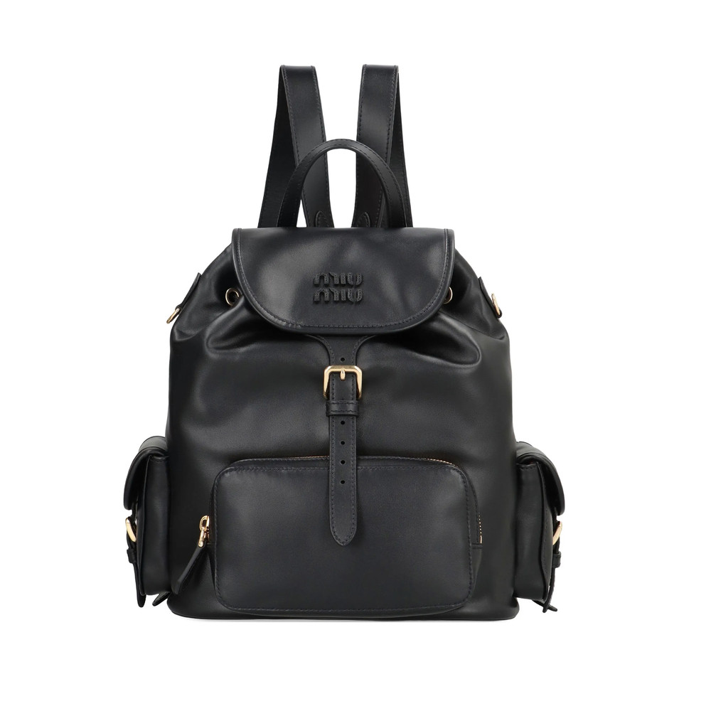 Miu Miu Buckle Leather Backpack
