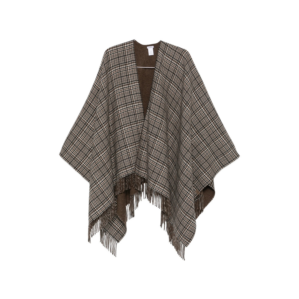 Brunello Cucinelli Check-pattern Fringed Poncho