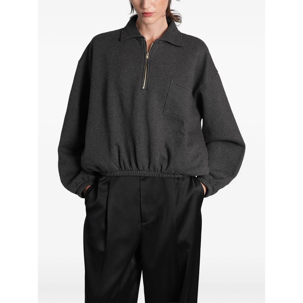 Darkpark Alva Quarter-zip Elasticated-hem Cropped Sweatshirt